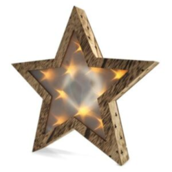 1V42 LED dřevěná hvězda 3xAA